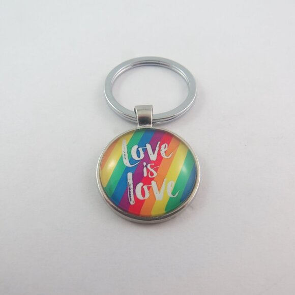 Love is Love Keychain Rainbow Key Ring Pride Gift for Her or Him Equality - Picture 3 of 4
